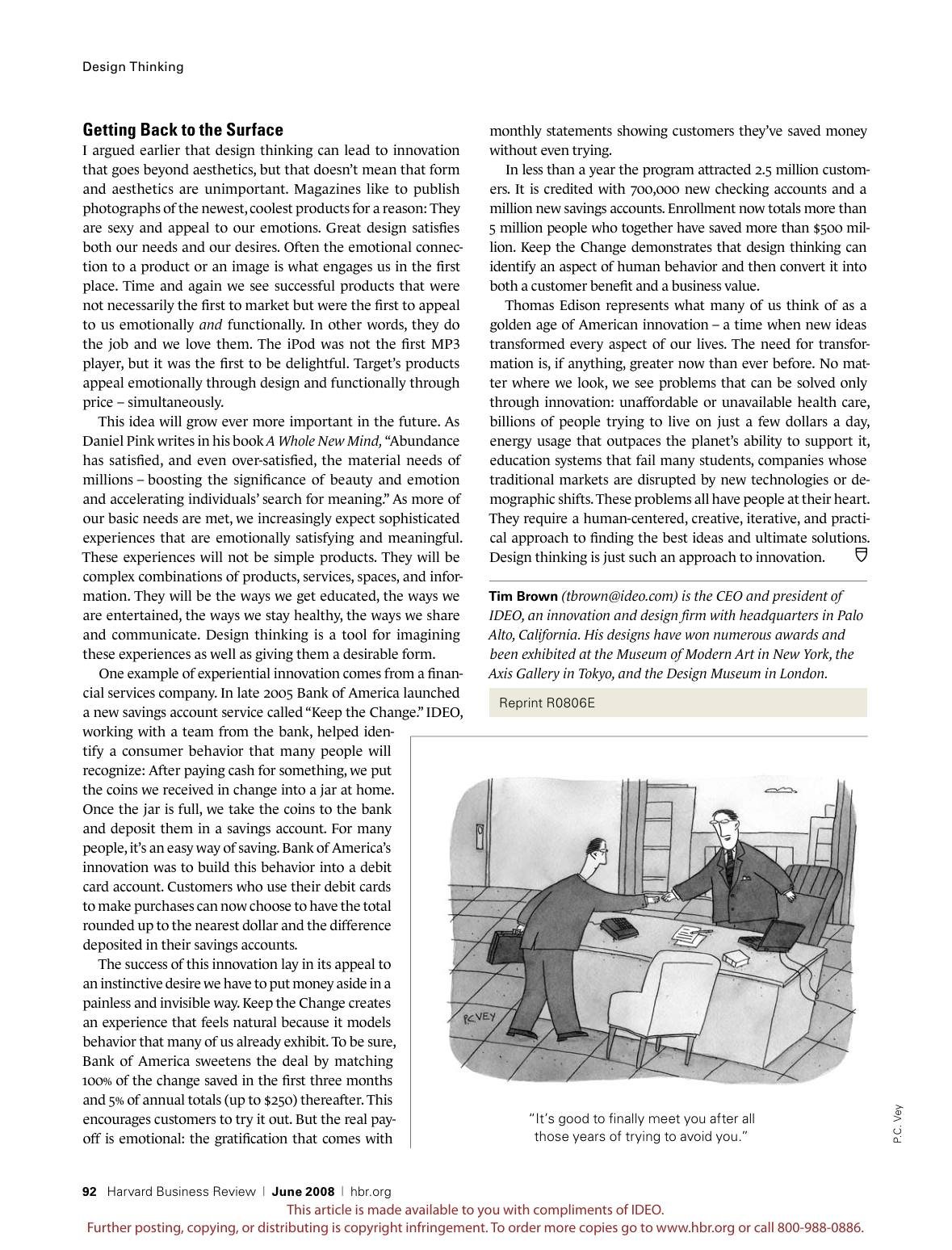 Soule - Design Thinking - Tim Brown HBR, page 10