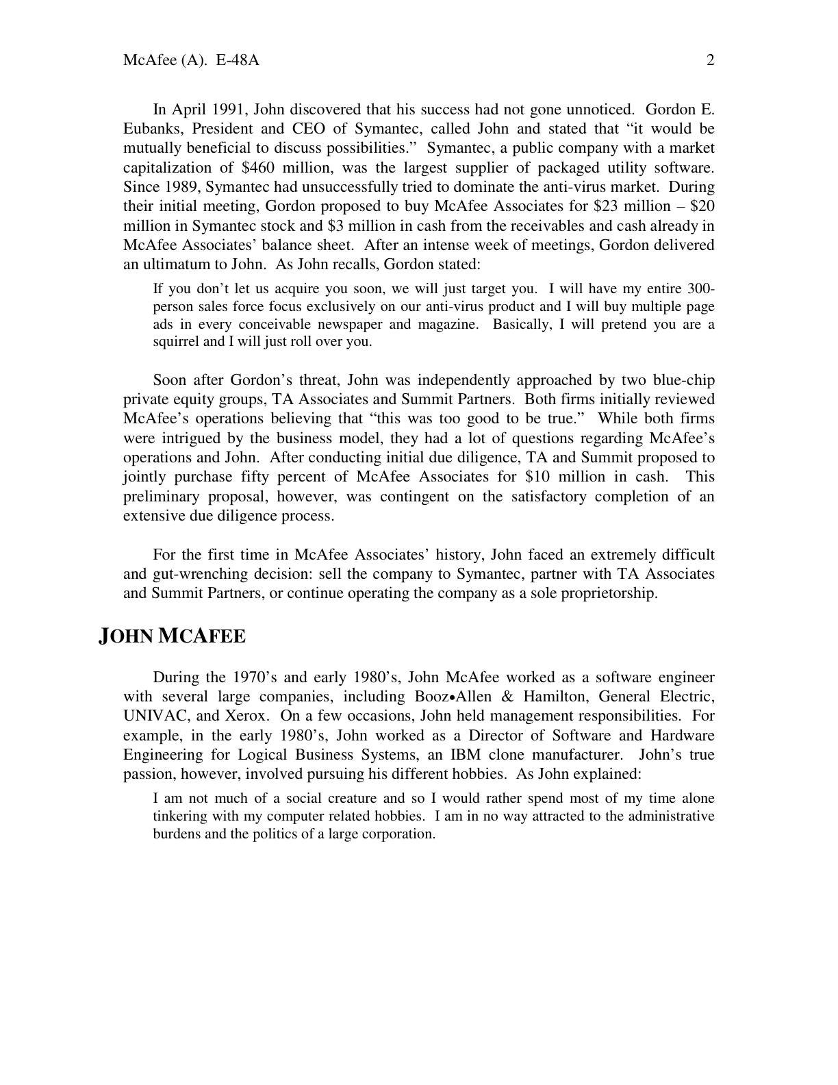 Feinberg - McAfee (A), page 2