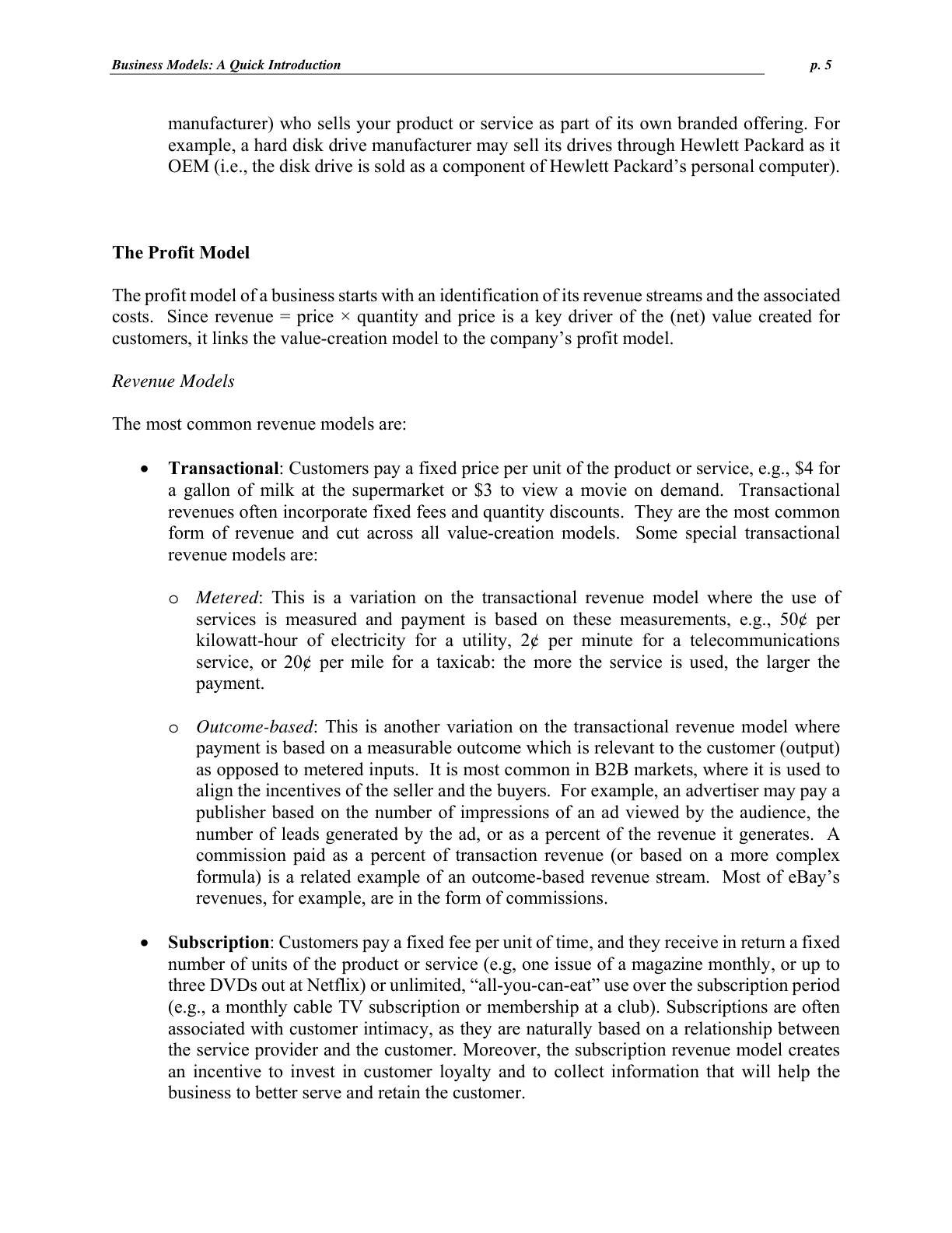 Mendelson - Business Models - A Quick Introduction, page 5