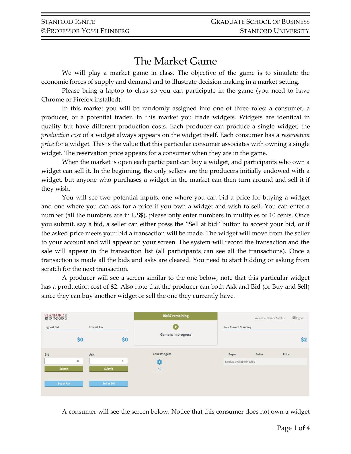 Feinberg - Market Game, page 1