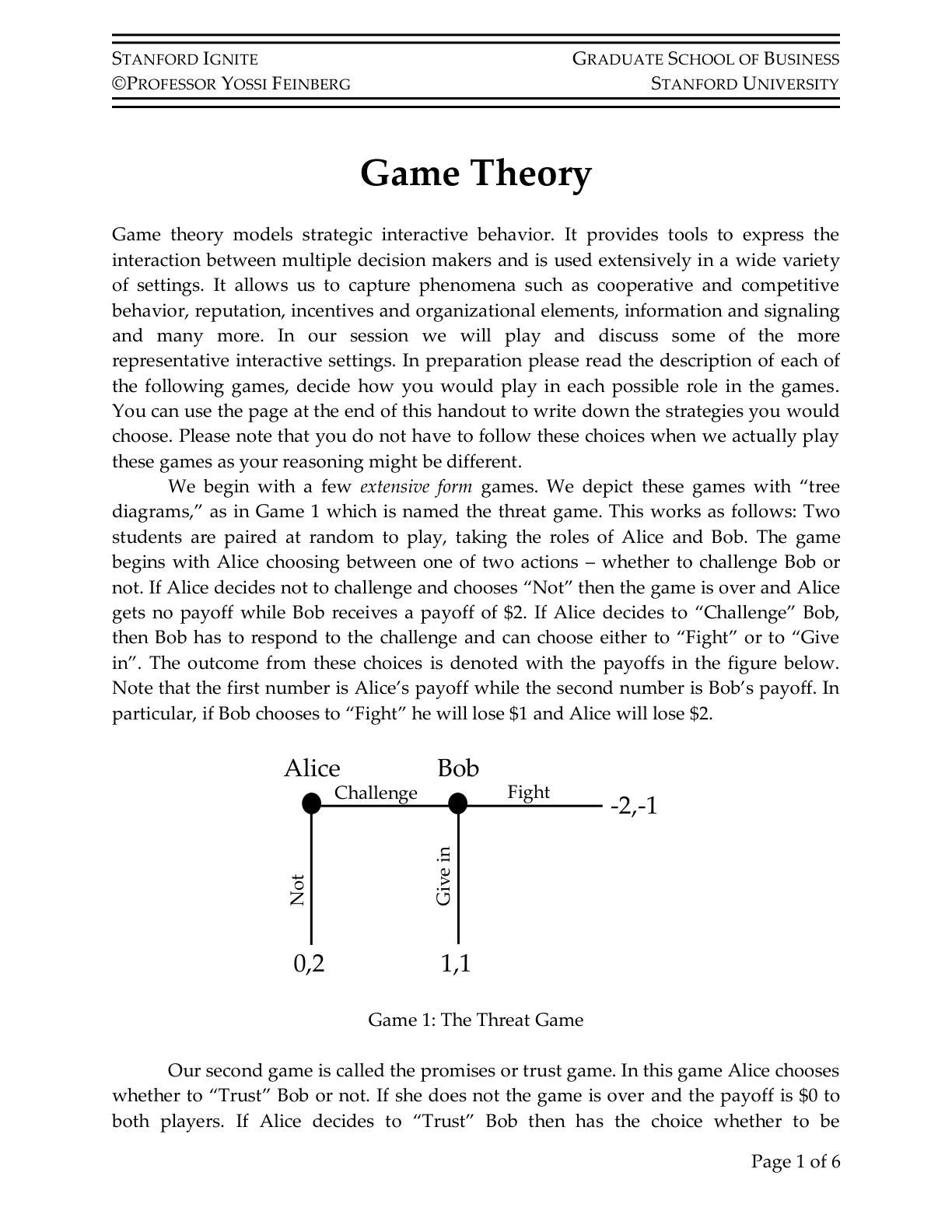Feinberg - Game Theory, page 1