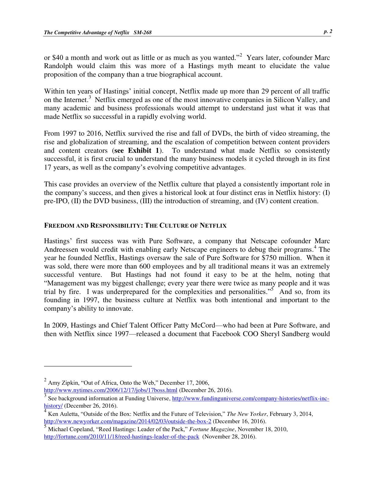 Feinberg - The Competitive Advantage of Netflix, page 2
