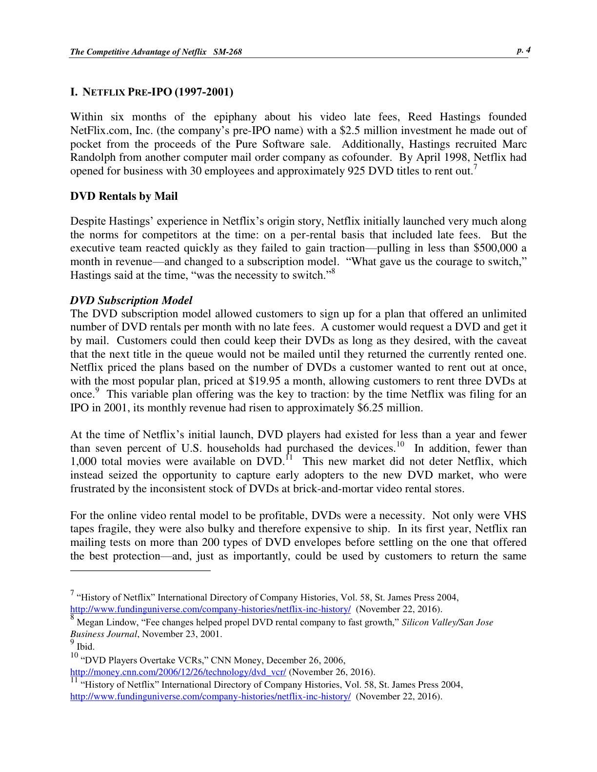Feinberg - The Competitive Advantage of Netflix, page 4