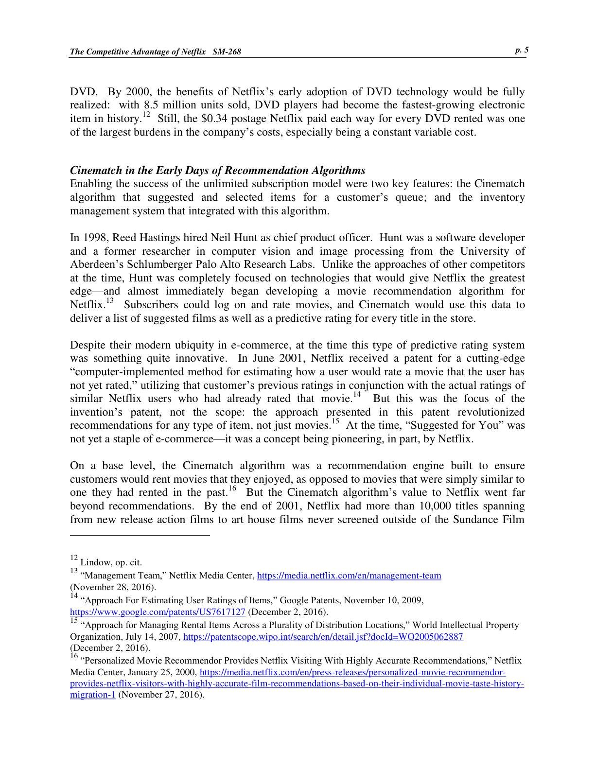 Feinberg - The Competitive Advantage of Netflix, page 5