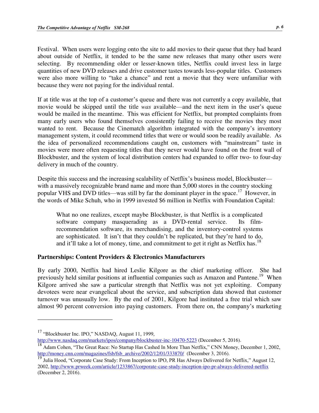 Feinberg - The Competitive Advantage of Netflix, page 6