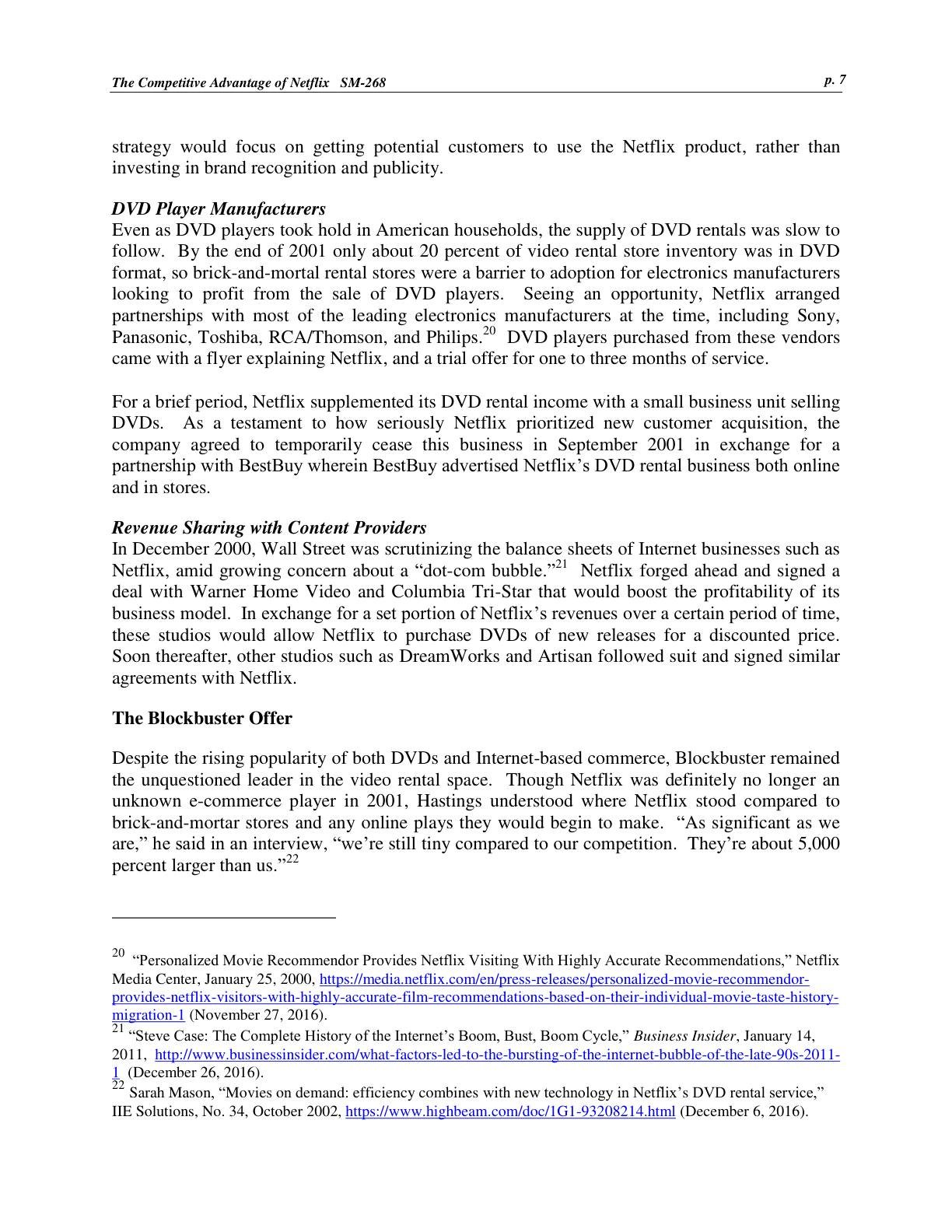 Feinberg - The Competitive Advantage of Netflix, page 7