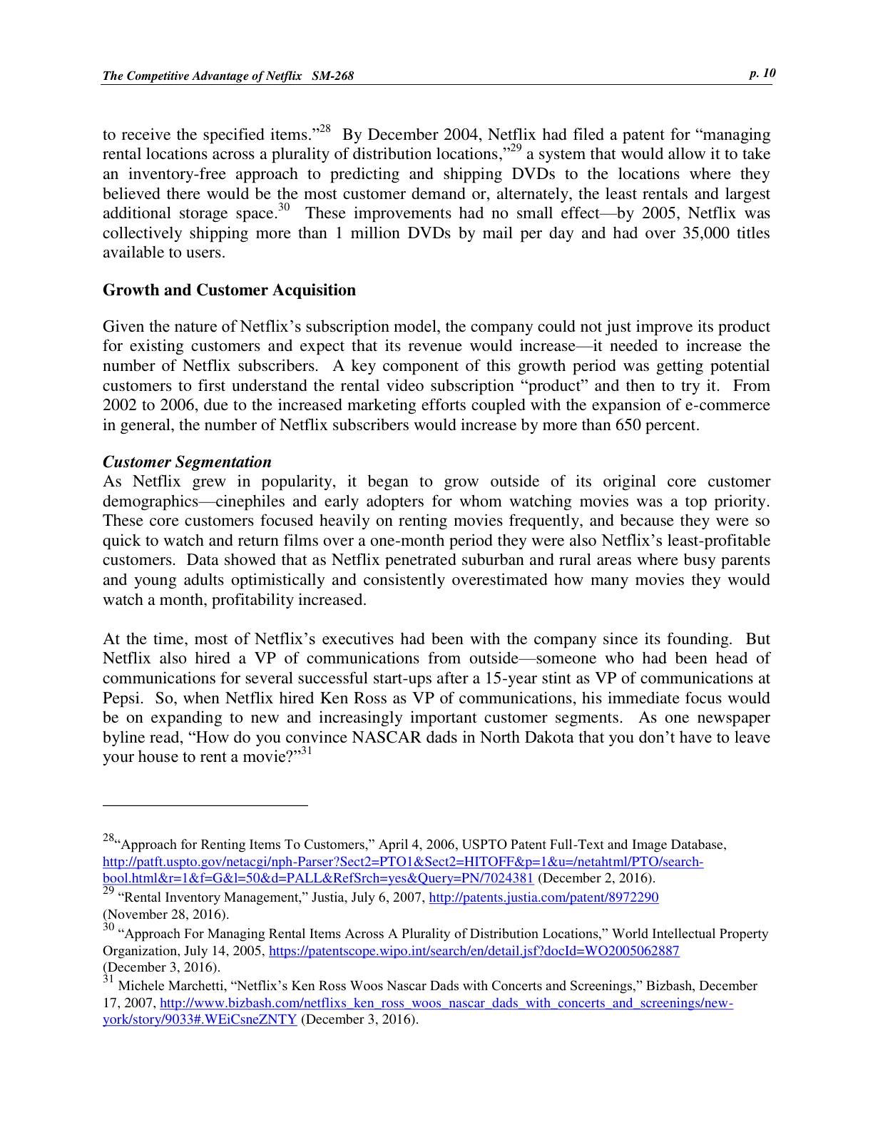 Feinberg - The Competitive Advantage of Netflix, page 10