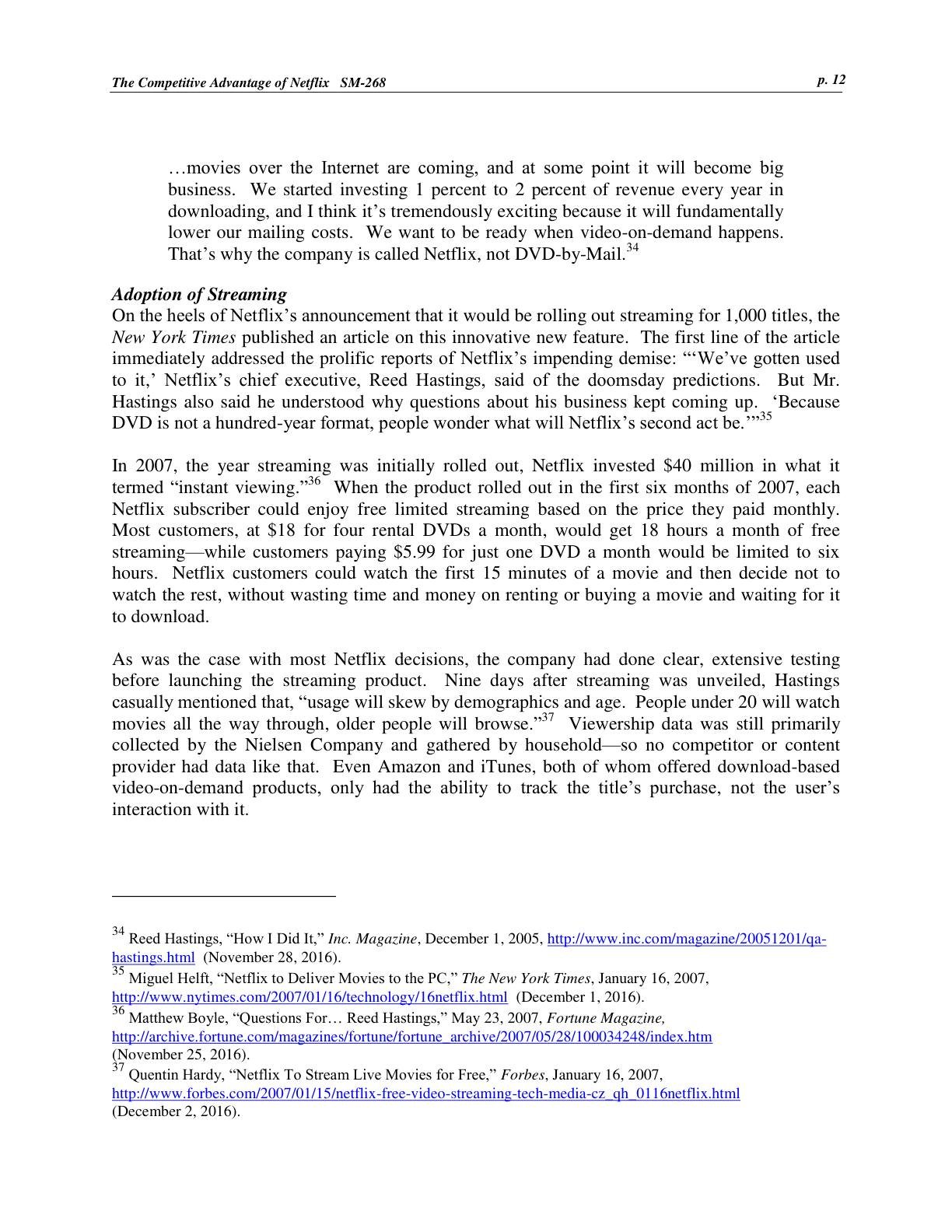 Feinberg - The Competitive Advantage of Netflix, page 12