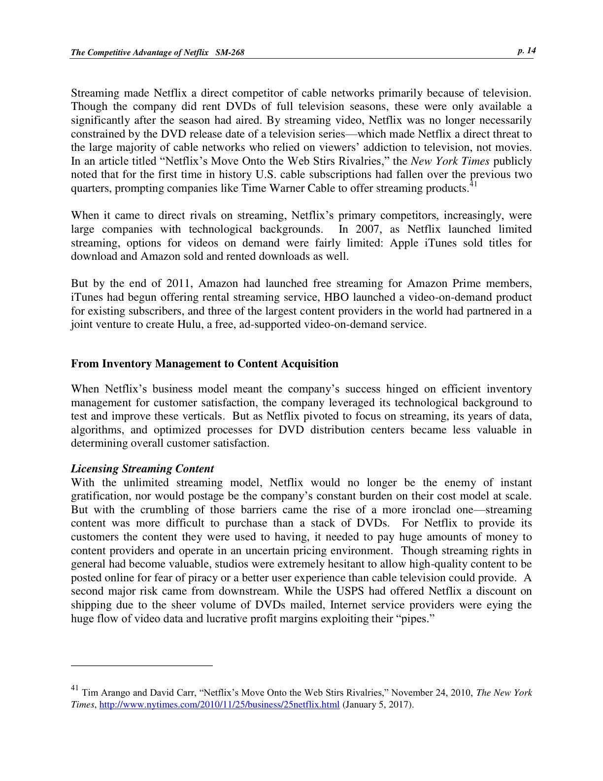 Feinberg - The Competitive Advantage of Netflix, page 14