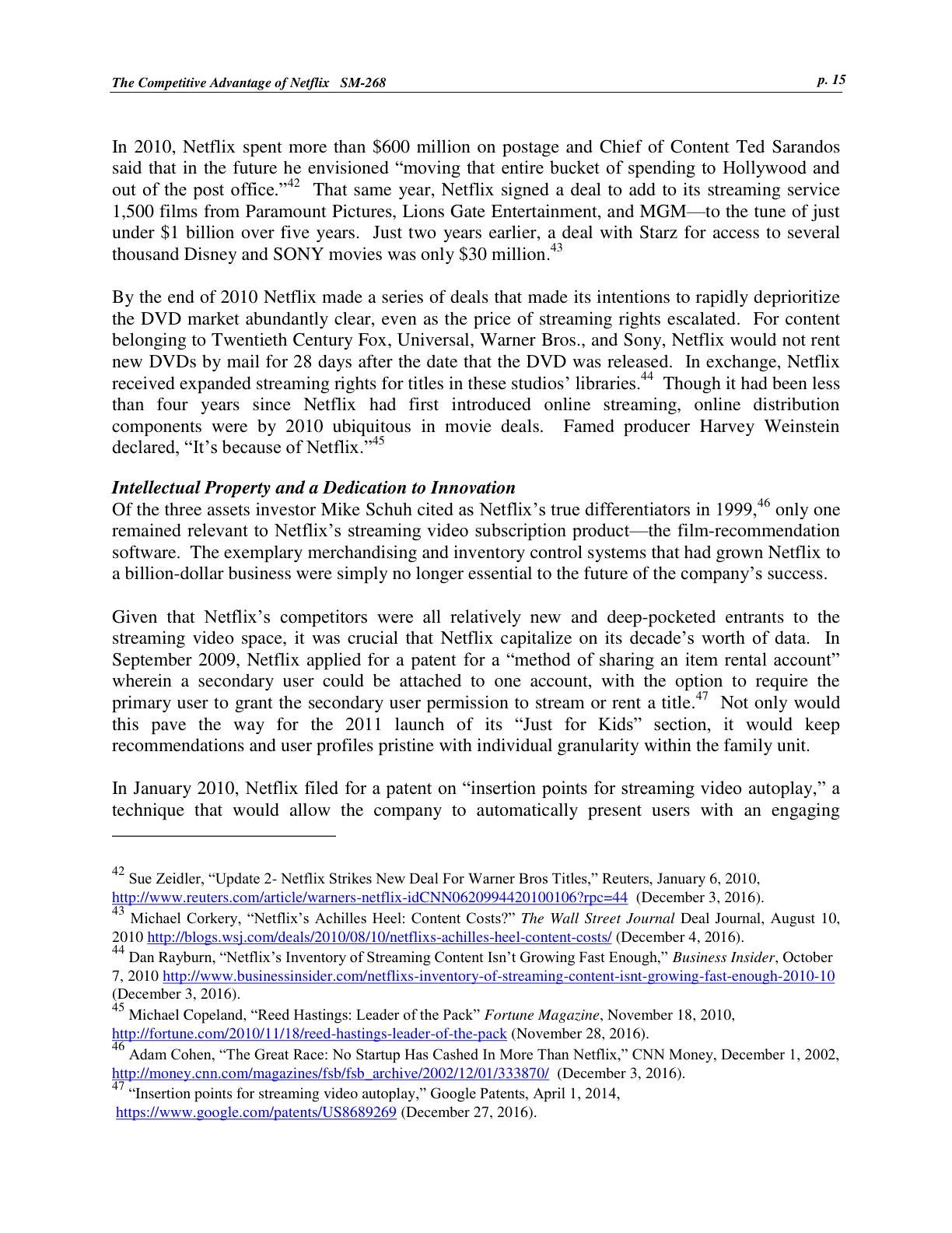 Feinberg - The Competitive Advantage of Netflix, page 15