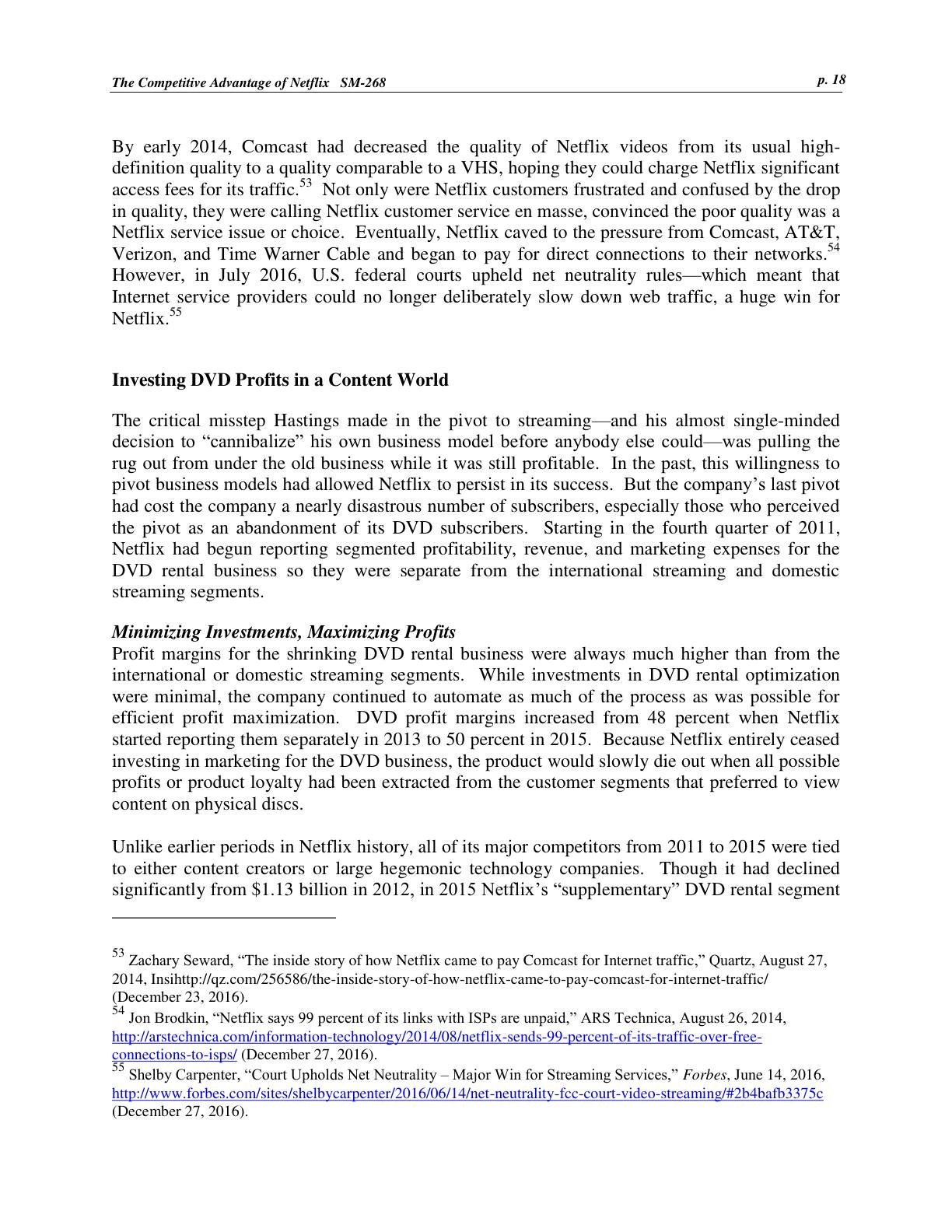 Feinberg - The Competitive Advantage of Netflix, page 18