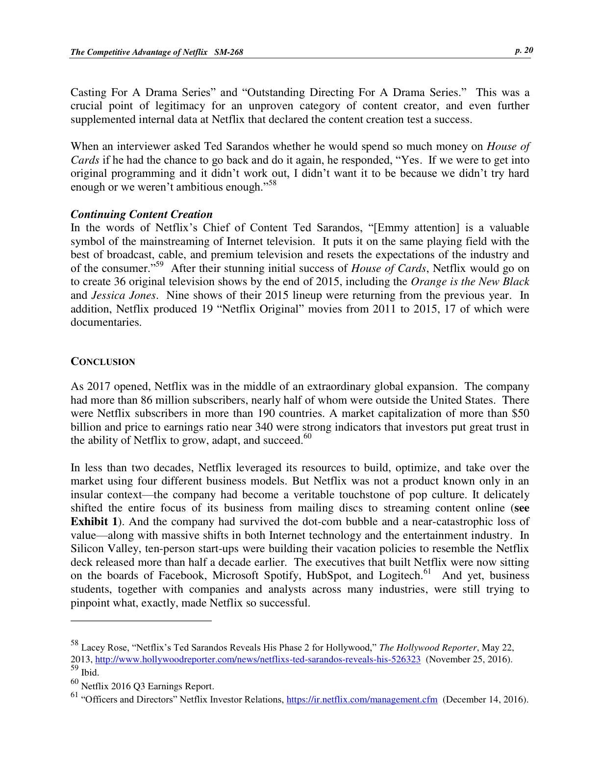 Feinberg - The Competitive Advantage of Netflix, page 20