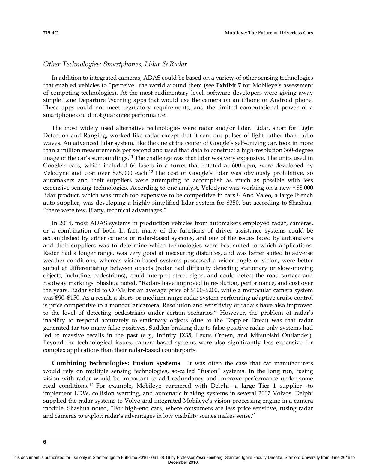 Feinberg - Mobileye - The Future of Driverless Cars, page 6