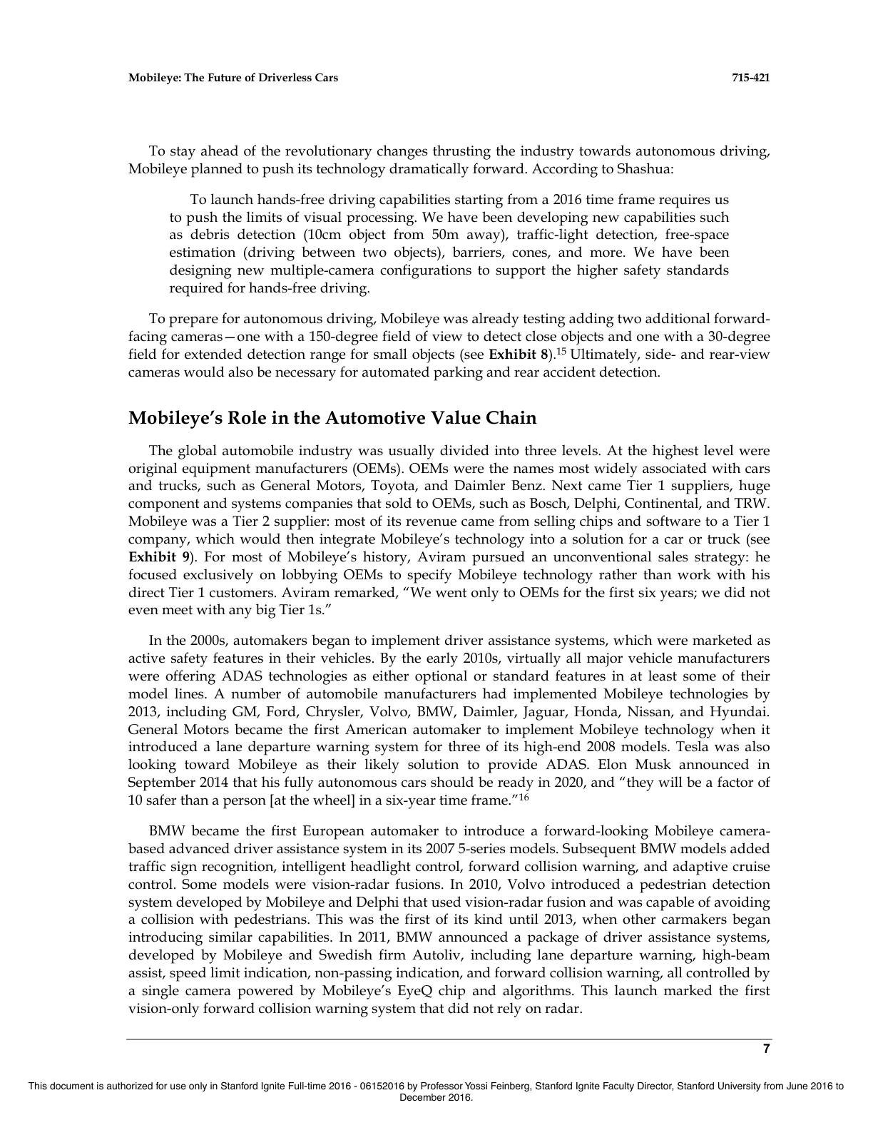 Feinberg - Mobileye - The Future of Driverless Cars, page 7