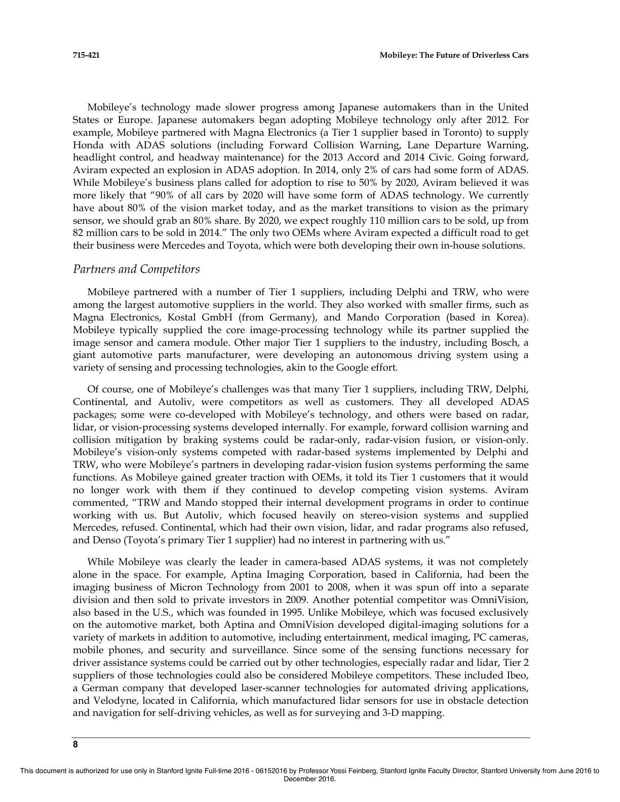 Feinberg - Mobileye - The Future of Driverless Cars, page 8