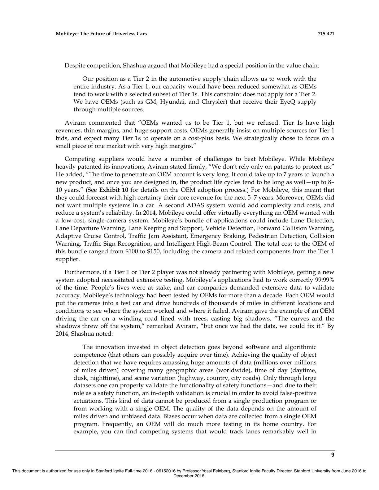 Feinberg - Mobileye - The Future of Driverless Cars, page 9