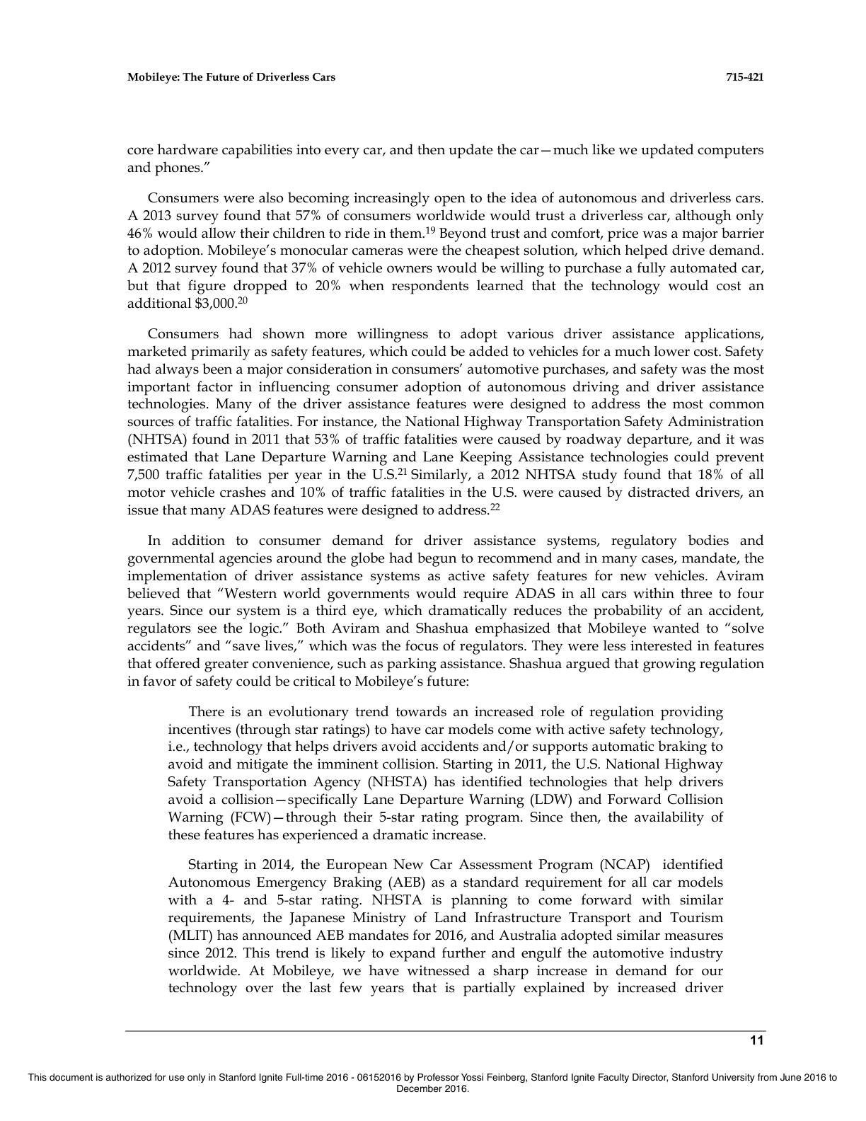 Feinberg - Mobileye - The Future of Driverless Cars, page 11