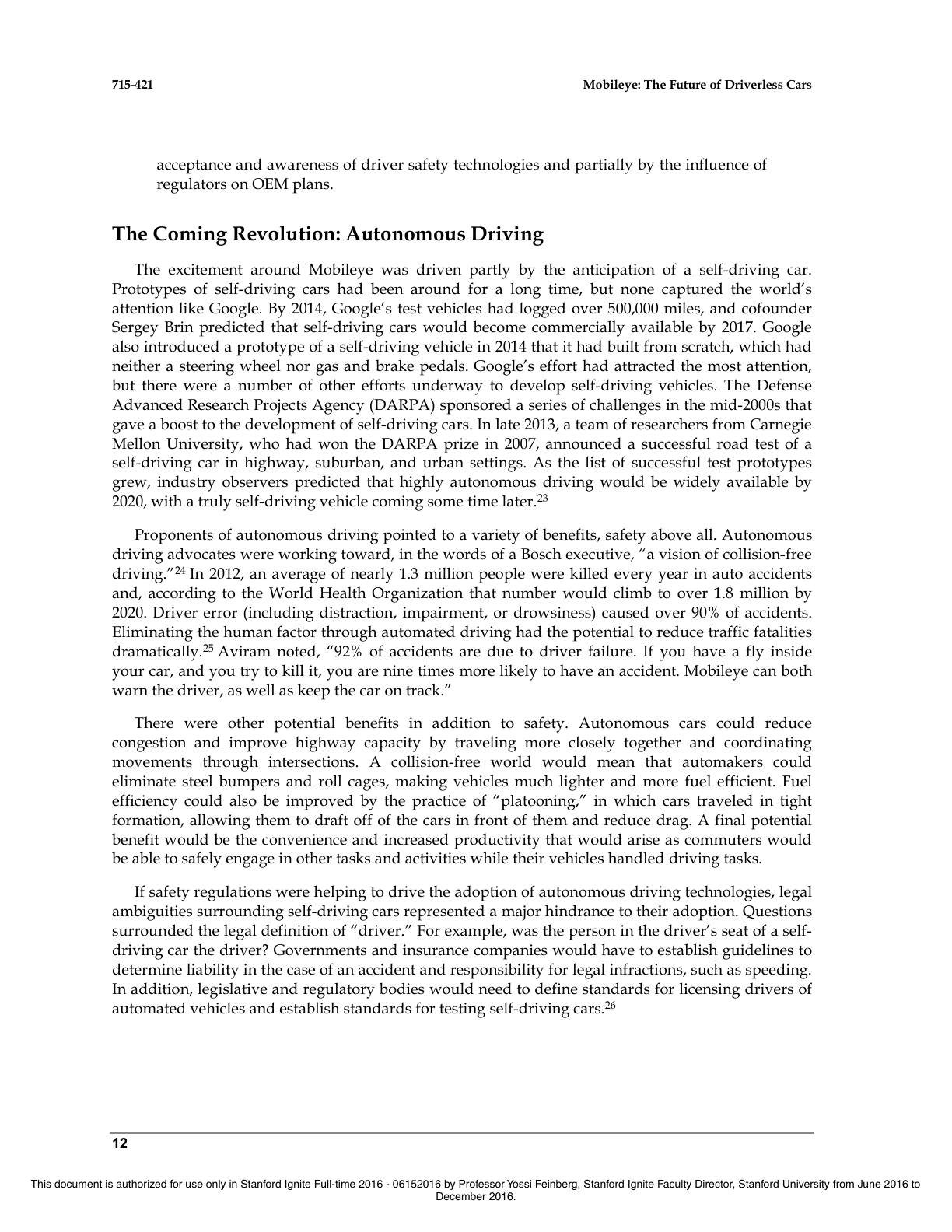 Feinberg - Mobileye - The Future of Driverless Cars, page 12