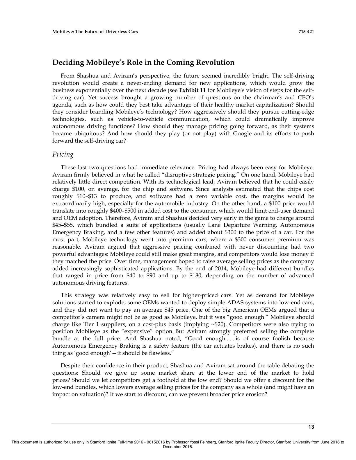Feinberg - Mobileye - The Future of Driverless Cars, page 13