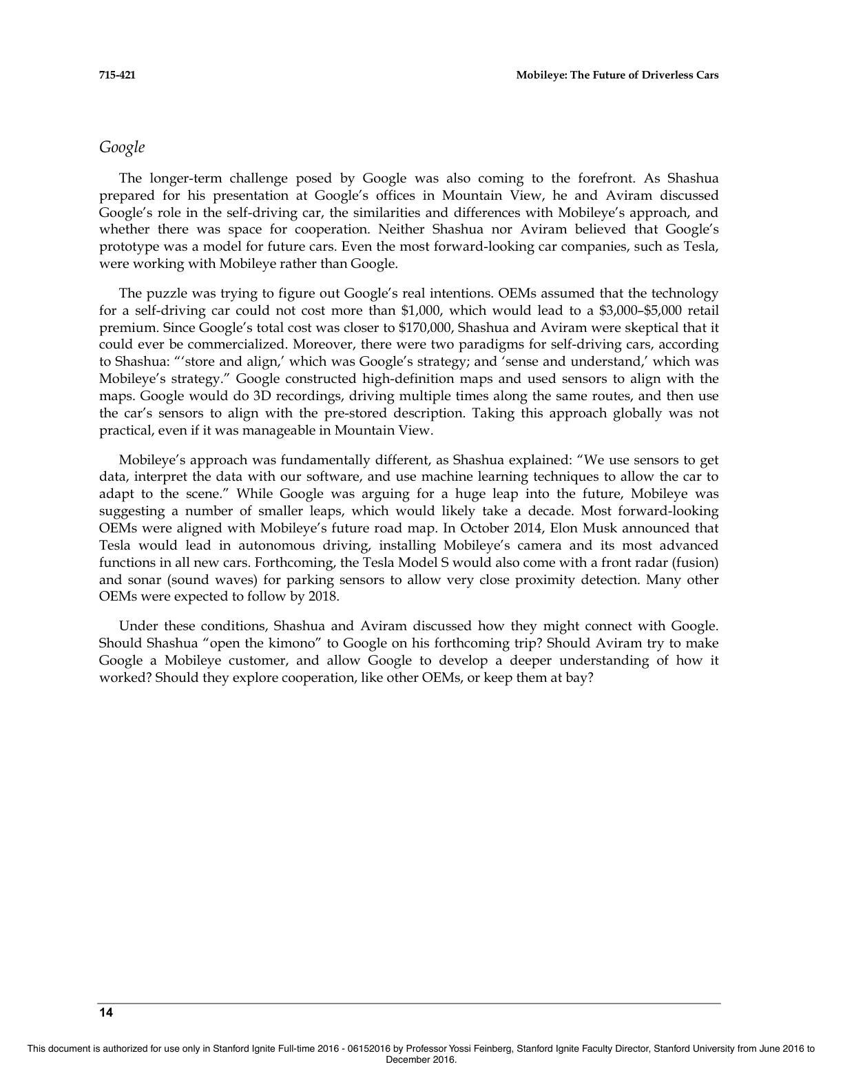 Feinberg - Mobileye - The Future of Driverless Cars, page 14