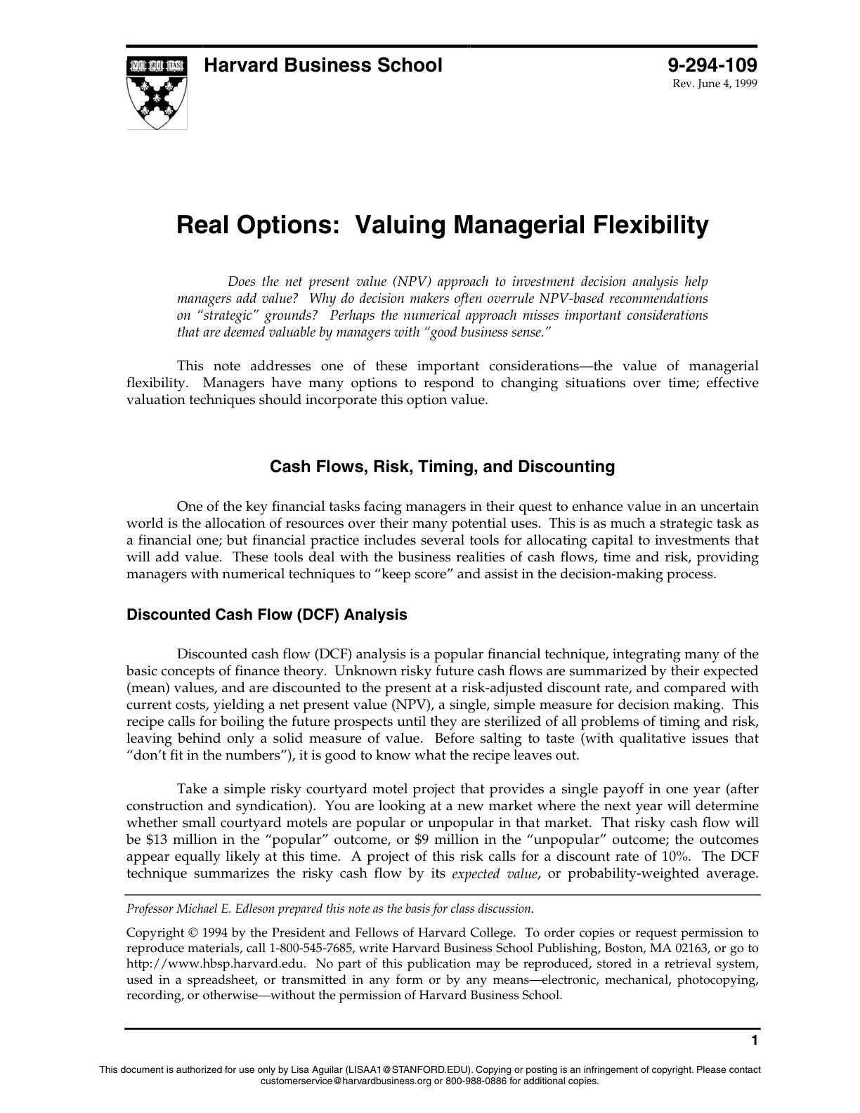 Beyer - Real Options, page 1