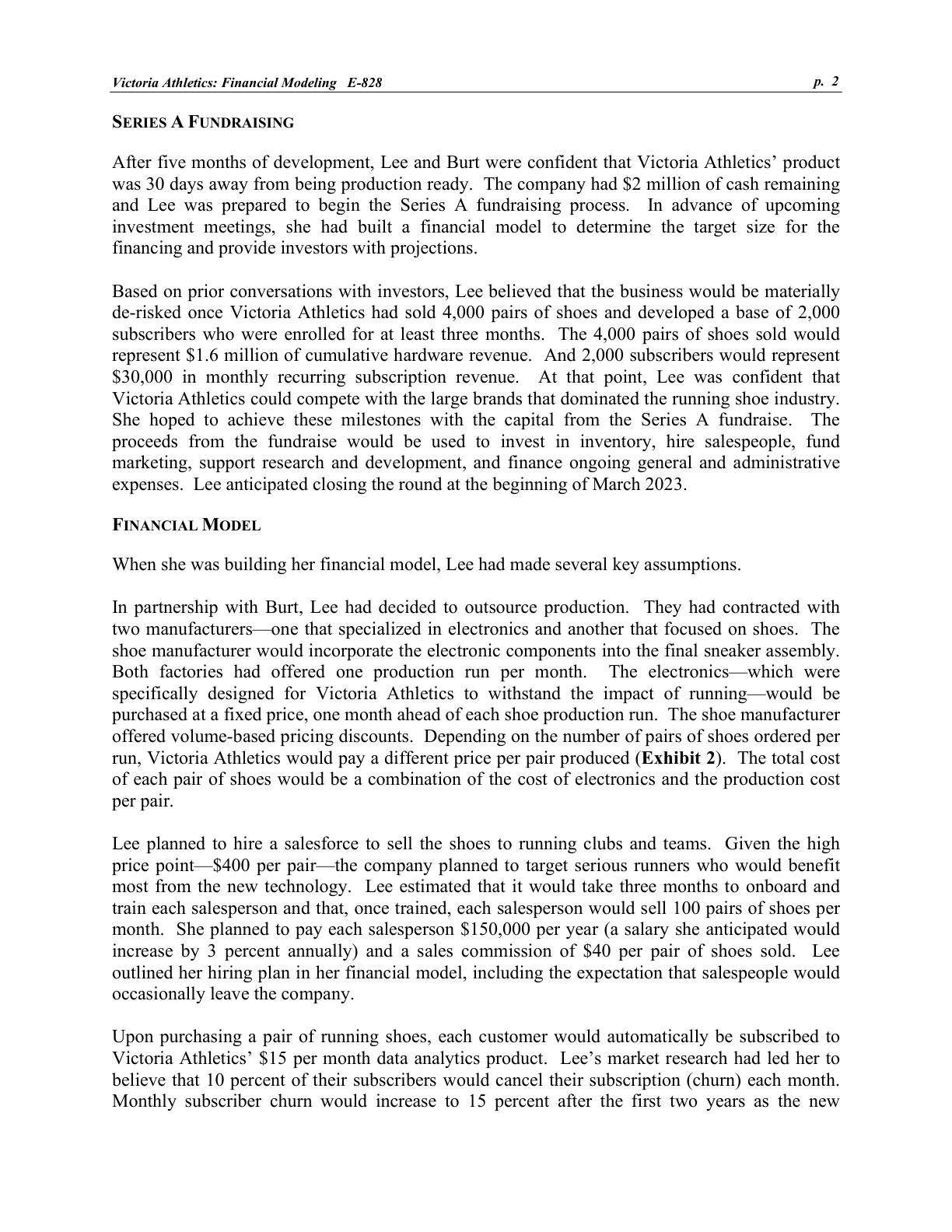 Beyer - Victoria Financial Modeling Case, page 2