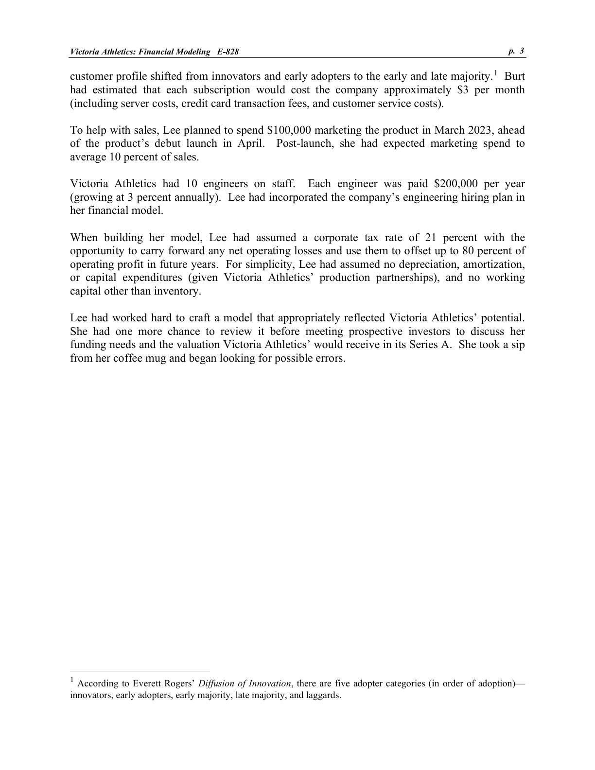 Beyer - Victoria Financial Modeling Case, page 3