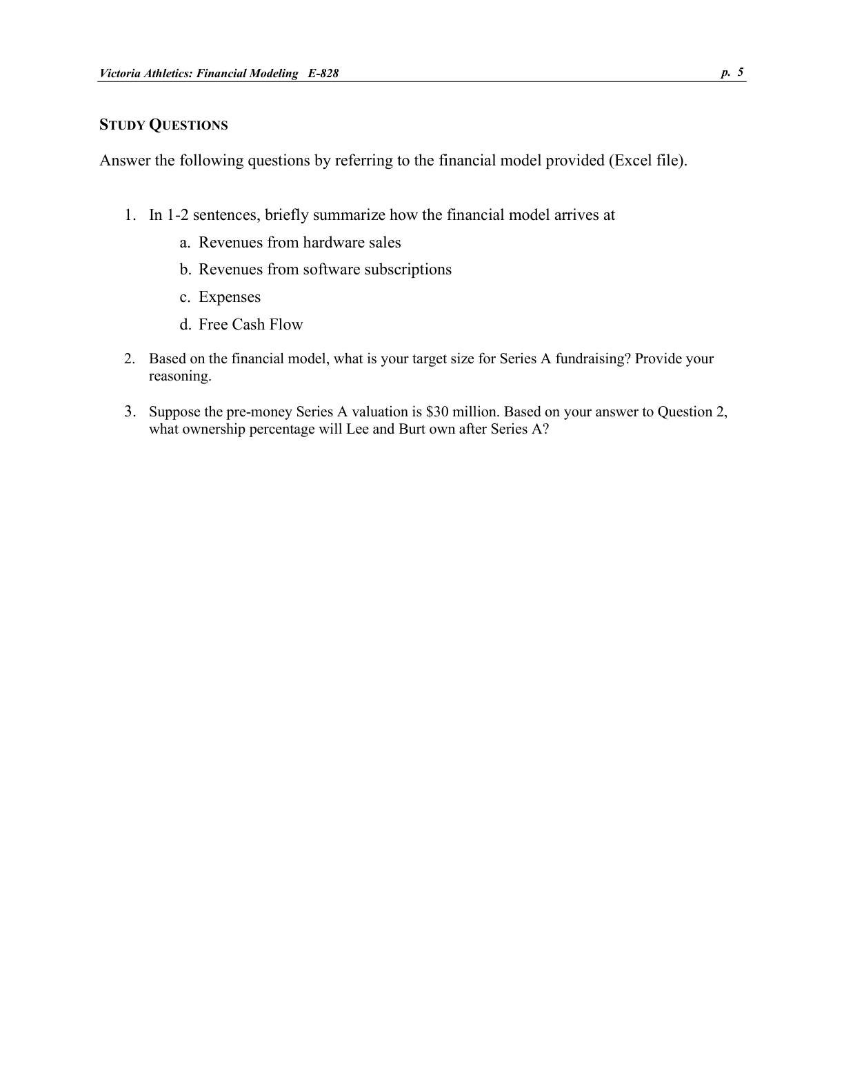 Beyer - Victoria Financial Modeling Case, page 5