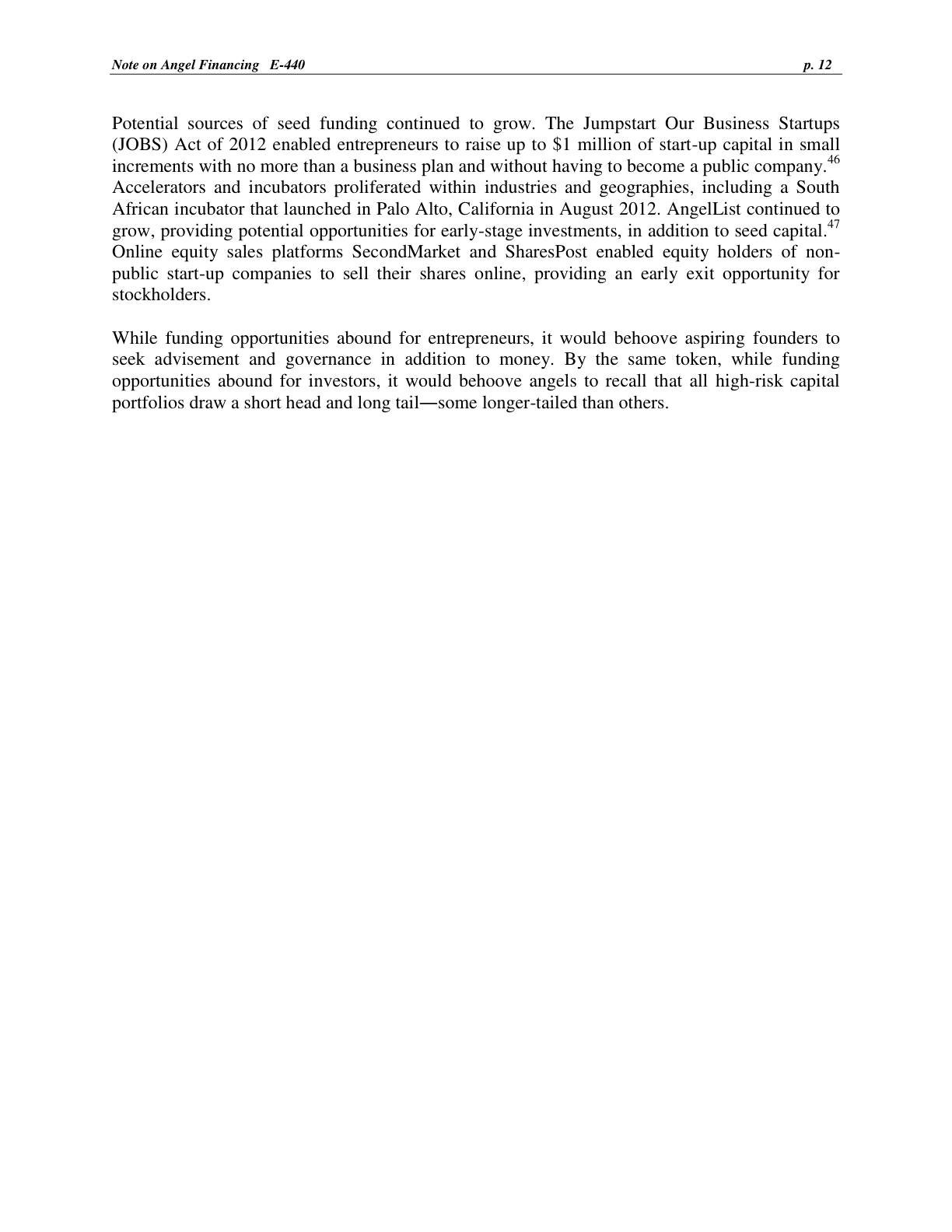 Strebulaev - Note on Angel Financing, page 12