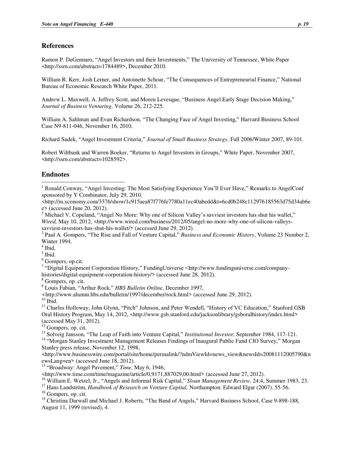 Strebulaev - Note on Angel Financing, page 19