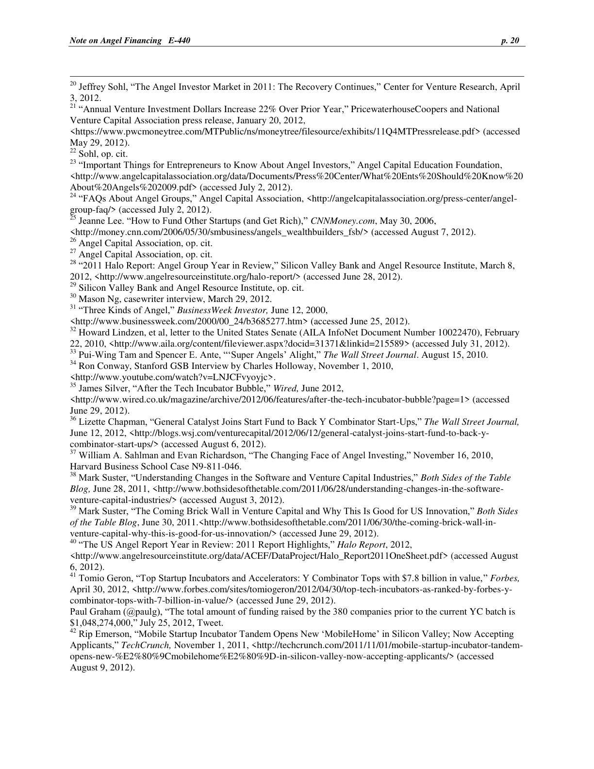 Strebulaev - Note on Angel Financing, page 20