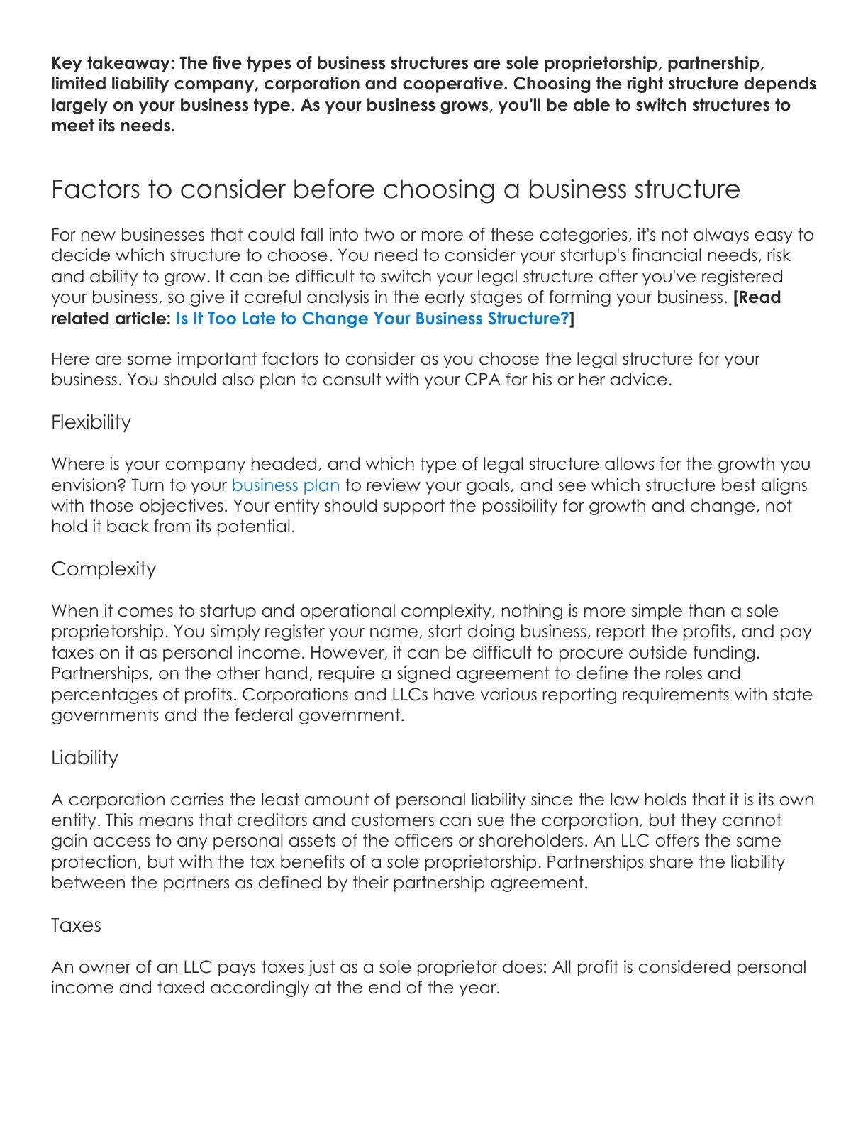 Reiss - How to Choose the Best Legal Structure for Your Business, page 7