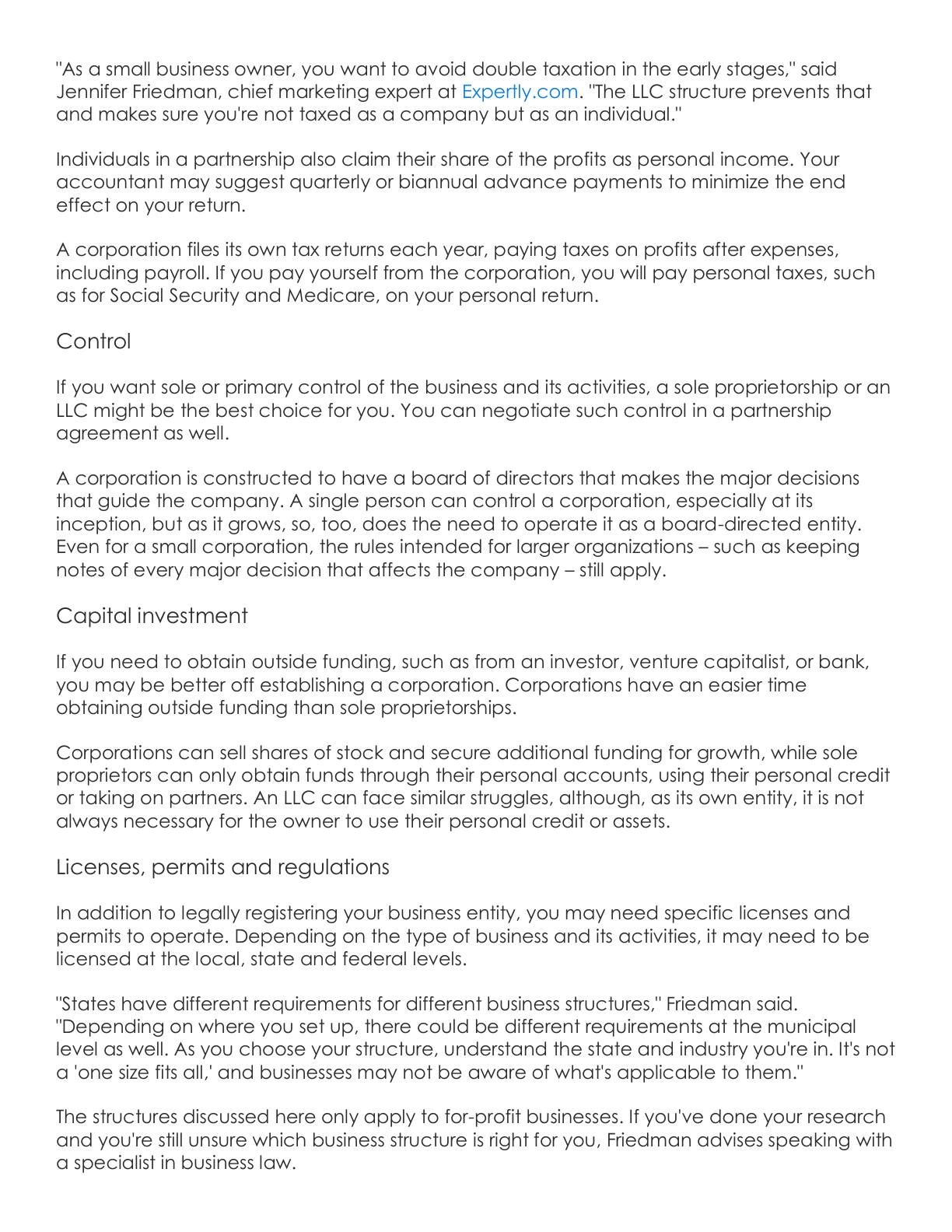 Reiss - How to Choose the Best Legal Structure for Your Business, page 8