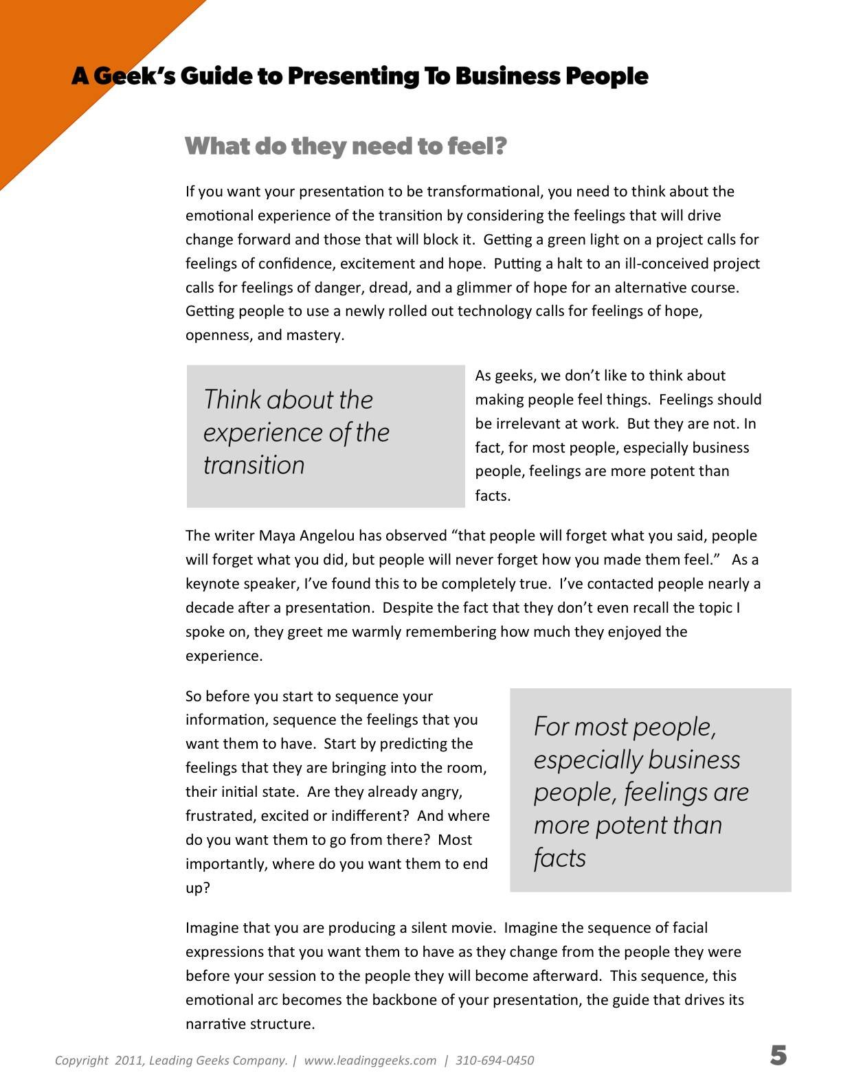 Abrahams - A Geeks Guide to Presenting to Business People, page 5