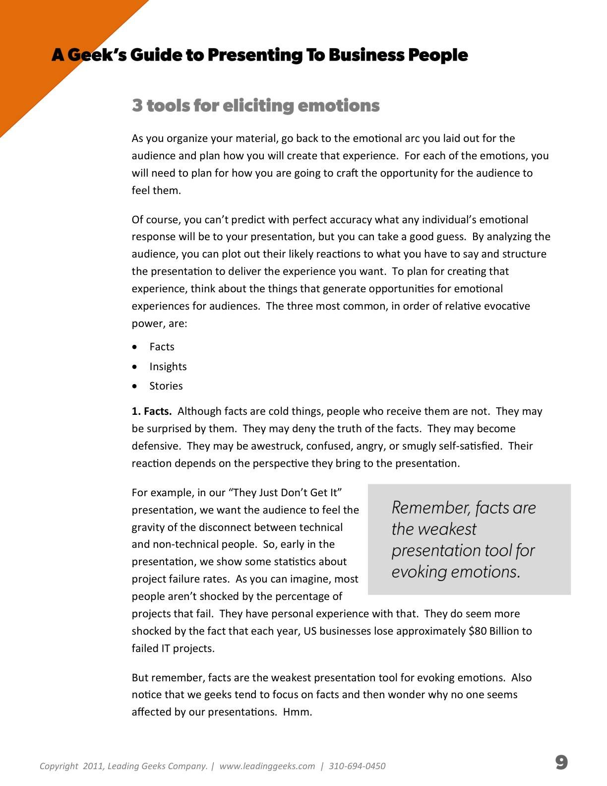 Abrahams - A Geeks Guide to Presenting to Business People, page 9